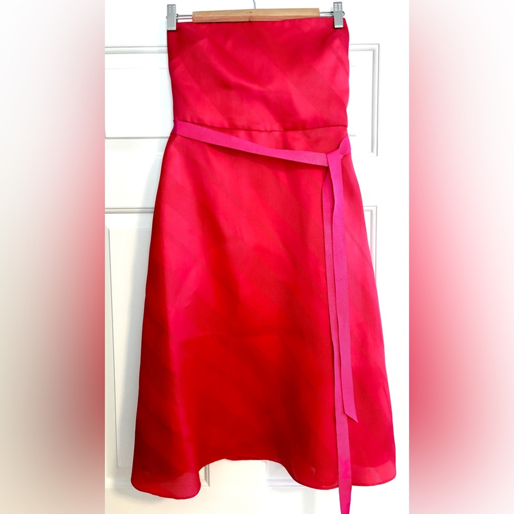 Kay Unger Pink Silk Cocktail Garden Wedding Party Strapless Dress, 8